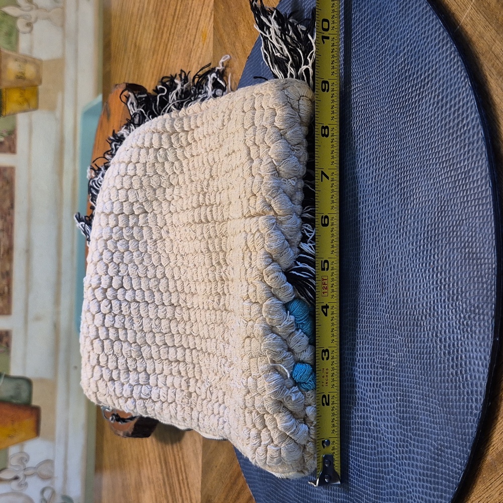 Cost Plus World Market Cream Fabric with Zipper Boho Inspired Clutch/Make Up Bag - Picture 4 of 14